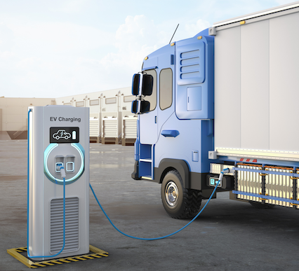 Camión eléctrico repostando