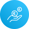 Hand and coins icon