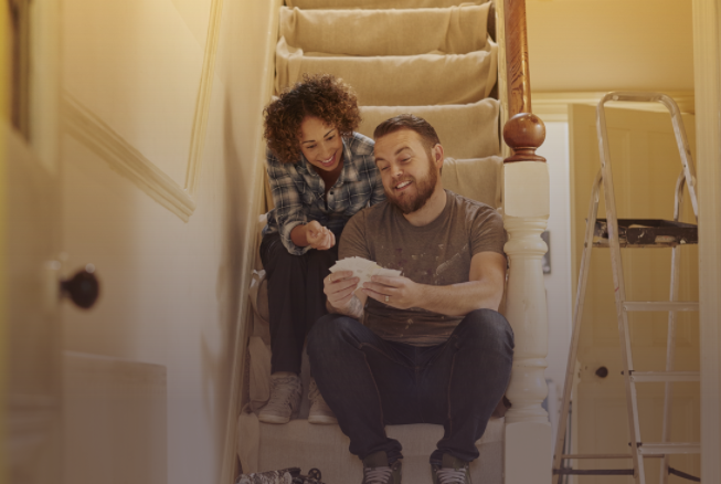 Couple on stairs, personal loan